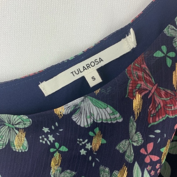 TULAROSA Rhea Sheer Floral One Shoulder Top in Navy Blue Size S - Picture 6 of 8